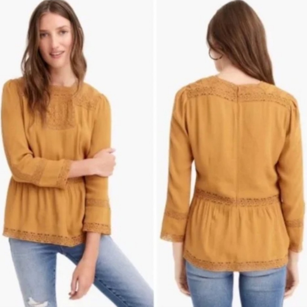 Point Sur Mustard Lace Blouse Top S 8 EUC!